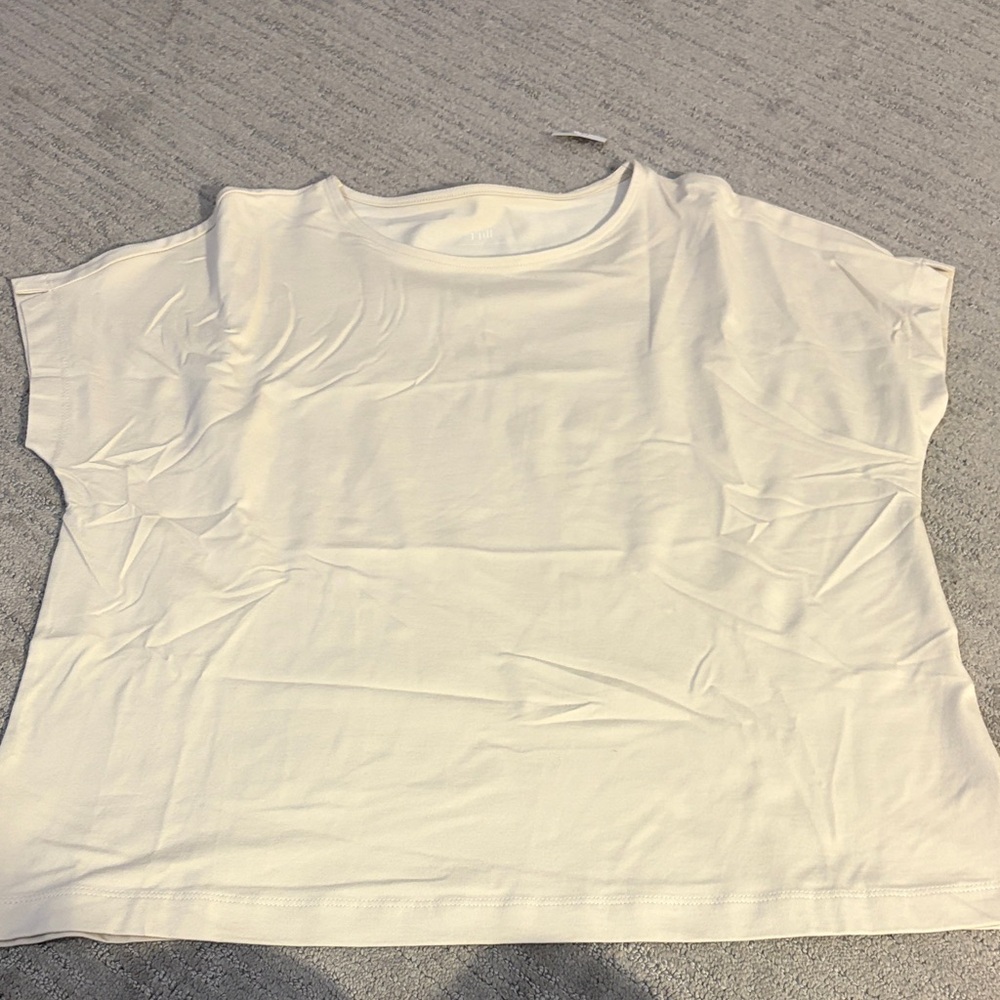 J. Jill Luxe Supima Relaxed Soft Tan Tee NWT